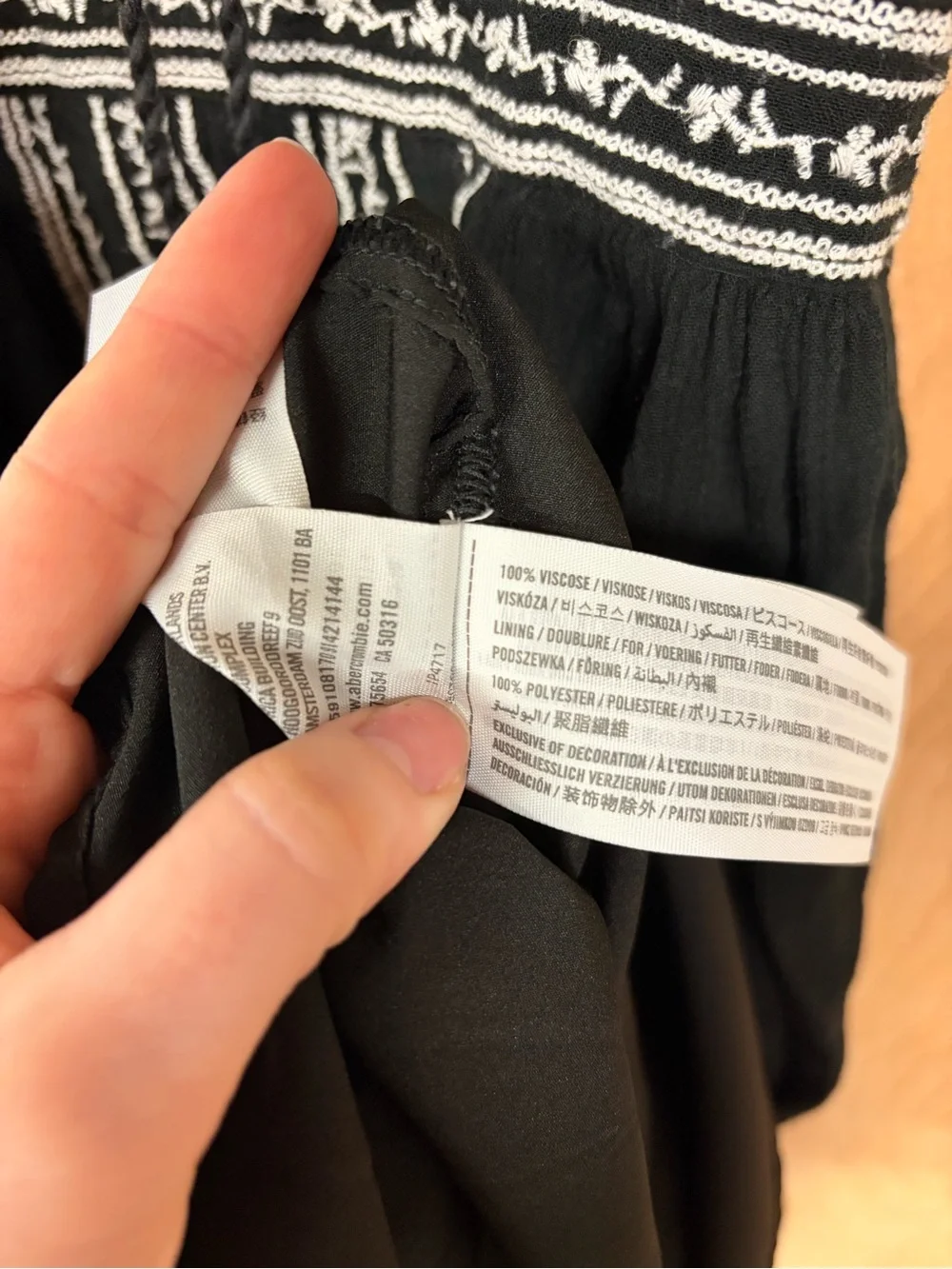 Abercrombie & Fitch Black Maxi Dress with White Embroidery XSP